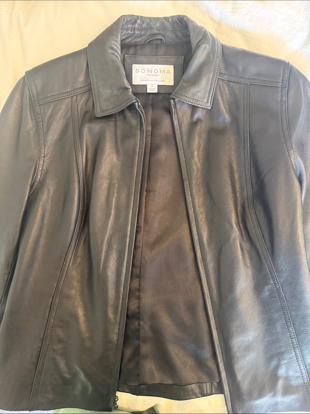 Sonoma Black Leather Zip-Front Jacket